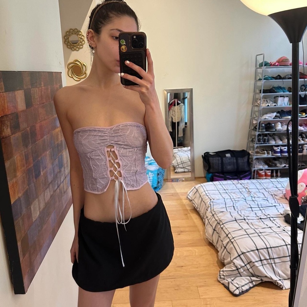 Lilac Lace-Up Tube Top